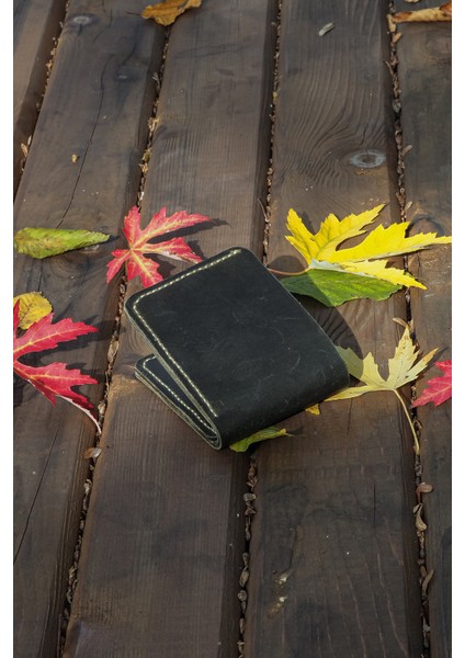 Deri Erkek Modern Cüzdan - Hakiki Dana Derisi - El Işçiliği