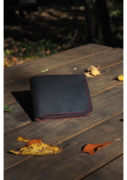 Deri Erkek Modern Cüzdan - Hakiki Dana Derisi - El Işçiliği