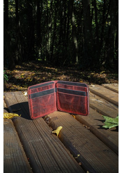 Deri Erkek Modern Cüzdan - Hakiki Dana Derisi - El Işçiliği