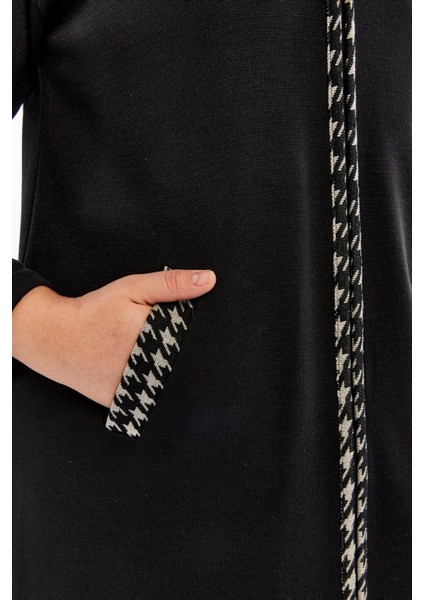 Triko Orta Kalın Mevsimlik Çelik Örgü Büyük Beden Anne Pardesü Kapşonlu Fermuarlı Uzun Siyah Hırka fırsatları