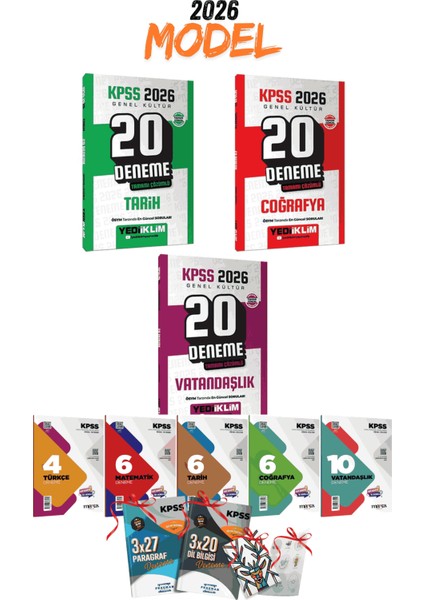 2026 Kpss Gygk Yediiklim Yayınları Tarih Coğrafya Vatandaşlık 60 Deneme ve 7li Branş Deneme Seti