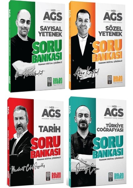 Retro 2026 Meb-Ags Sözel + Sayısal Yetenek + Tarih + Türkiye Coğrafyası Soru Bankası 4 Lü Set Retro Yayıncılık