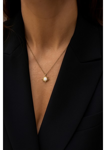 Taşlı Zarif Vintage Mini Güneş Kolye(Çapı:1,2cm) modelleri