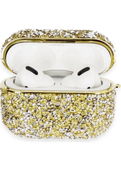 Airpods Pro 2 (2.nesil) Luz Taşlı Kılıf - Gold