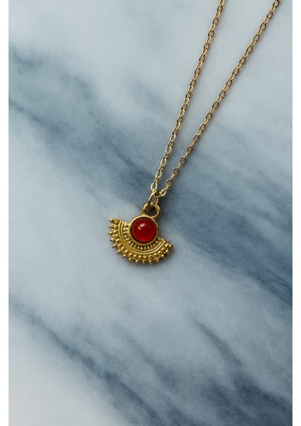 Taşlı Vintage Gold Yelpaze Kolye modelleri