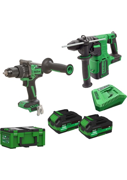 Şarjlı Darbeli Matkap+Kırıcı Delici 2'li Set 21v 4.0 Ah