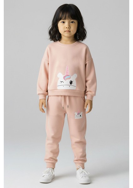 Kız Çocuk Kışlık 2 - 5 Yaş Unicorn Baskılı Içi Polarlı Yumuşak Takım - 5264326