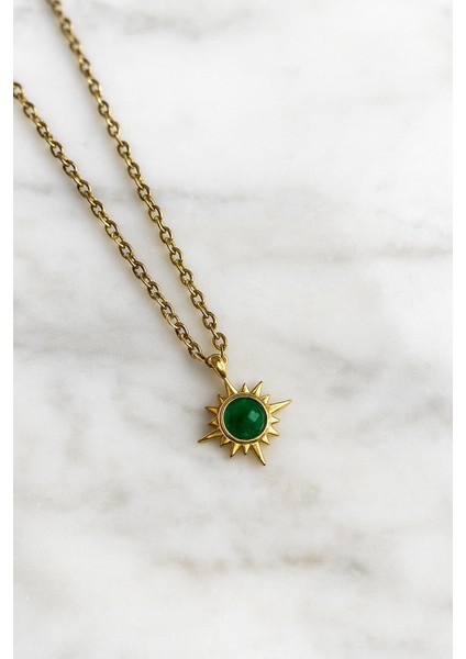 Taşlı Zarif Vintage Mini Güneş Kolye(Çapı:1,2cm) modelleri