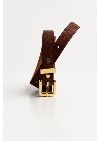 Kadın Taba Suni Deri Kemer - Altın Tokalı Şık Kemer