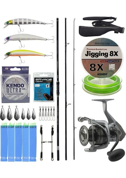 Yekoutdoor Yüksek Performans Okuma Ceymar Surf 4,30 M 100-250 gr 3 Parça Surf Kamışı&okuma Tomcat TMC-8000 Olta Makinesi