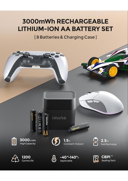 3000MWH Aa & 1300MWH Aaa Lityum Şarjlı Pil Seti (4+4) Yuvalı Şarj Ünitesi fiyatları