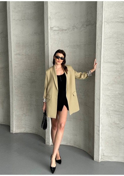 Leopar Astarlı Blazer Ceket