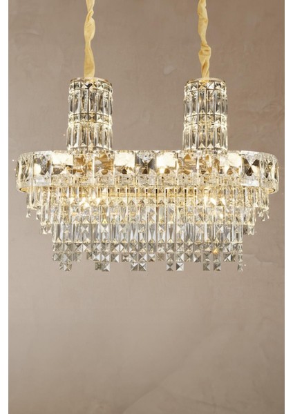 Niran Gold 80 cm Kristal Taşlı Modern Avize – Salon ve Yemek Odası fiyatları