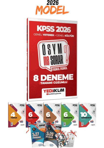 2026 Kpss Gygk Yediiklim Yayınları Ösym Ne Sorar? 8 Deneme ve 7li Branş Deneme Seti