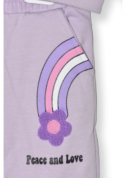 Kız Çocuk Kışlık 6 - 9 Yaş Gökkuşağı Baskılı Içi Polarlı Yumuşak Takım - 6264360 modelleri