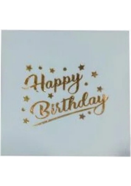 Happy Birthday Baskılı Yaldızlı Gold Renkli Doğum Günü Peçetesi 16 Adet