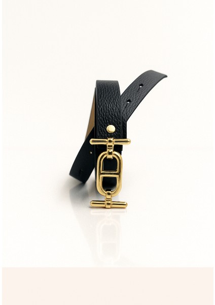 Kadın Siyah Suni Deri Kemer - Altın Tokalı Şık Kemer fiyatları