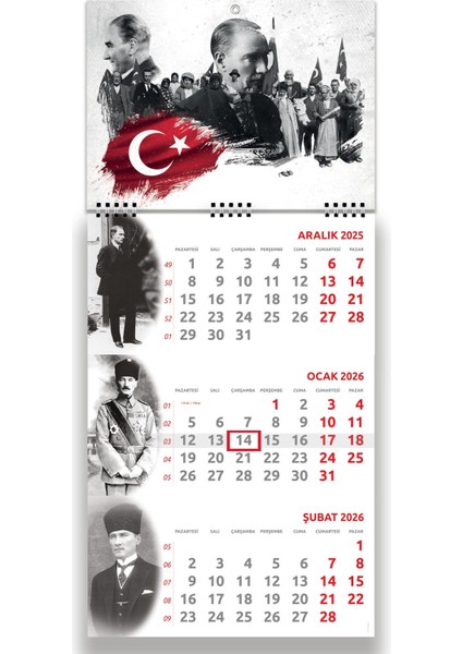 2026 Atatürk Küçük Boy Gemici Takvimi Denizci Duvar Takvimi 27,5X60,5 Tek Parça Spiralli fiyatları