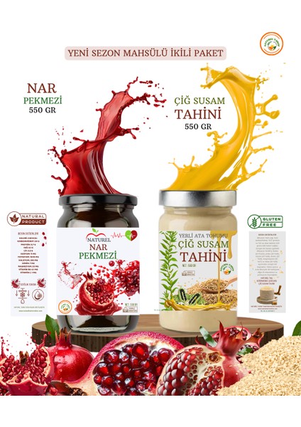 Nar Pekmezi 550 gr & Çiğ Susam Tahini 550 gr 2 Li Paket