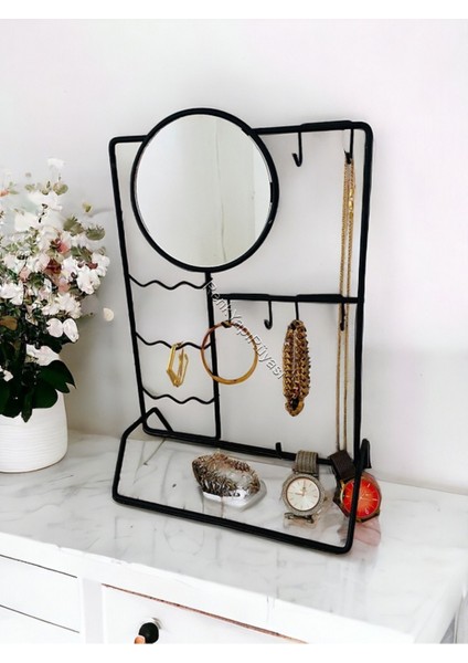 Siyah Takı Düzenleyici, Aynalı, Şık ve Kullanışlı Mücevher Organizatörü