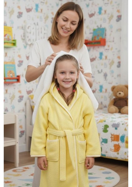 Tavşan Kulaklı Kız Erkek Çocuk Bornozu Lupi Sarı fırsatları