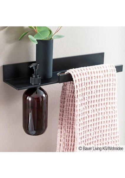Modern Siyah Metal Havluluk ve Sabunluk Seti, Şık ve Kullanışlı Tasarım