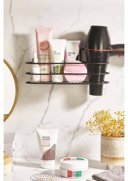 Siyah Paslanmaz Çelik Yapışkanlı Duvar Rafı ve Organizer, Banyo Için Pratik Çözüm fiyatları