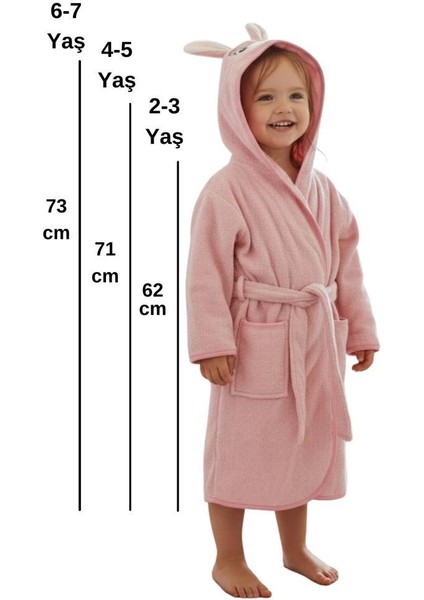 Tavşan Kulaklı Kız Erkek Çocuk Bornozu Lupi Pembe modelleri