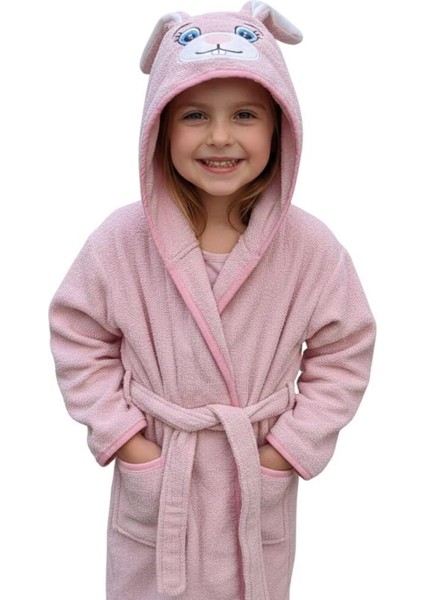 Tavşan Kulaklı Kız Erkek Çocuk Bornozu Lupi Pembe fırsatları