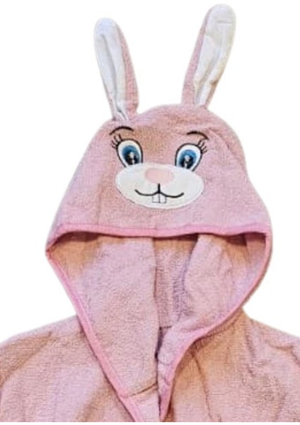 Tavşan Kulaklı Kız Erkek Çocuk Bornozu Lupi Pembe indirimleri