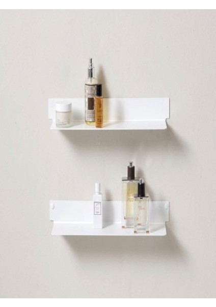 Beyaz 2'li Metal Duvar Rafı, 45X10CM, Şık ve Fonksiyonel Banyo Dekoru.