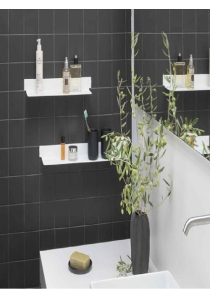 Beyaz 2'li Metal Duvar Rafı, 45X10CM, Şık ve Fonksiyonel Banyo Dekoru. modelleri