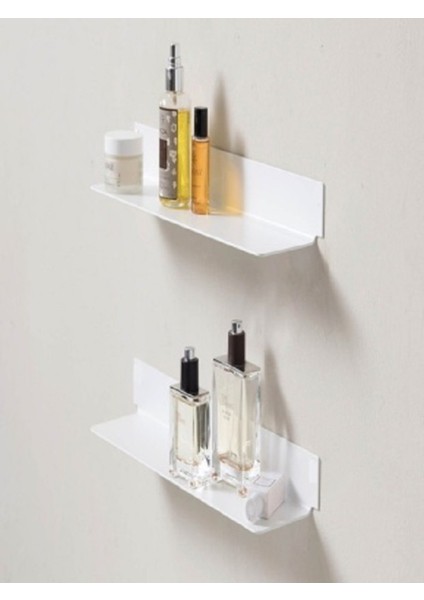 Beyaz 2'li Metal Duvar Rafı, 45X10CM, Şık ve Fonksiyonel Banyo Dekoru. fırsatları