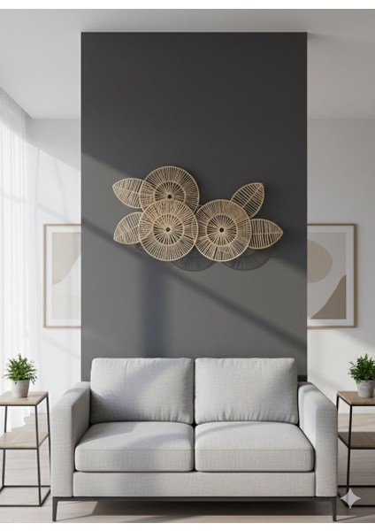 Rattan Duvar Dekoru Çiçek Desen