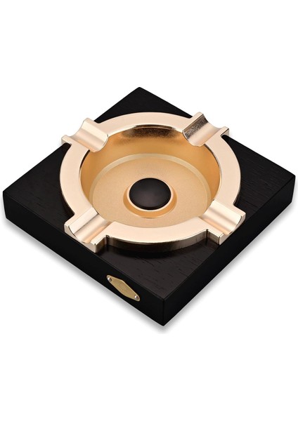 Cigarloong Ahşap Kare Puro Küllüğü Siyah Gold 4lü