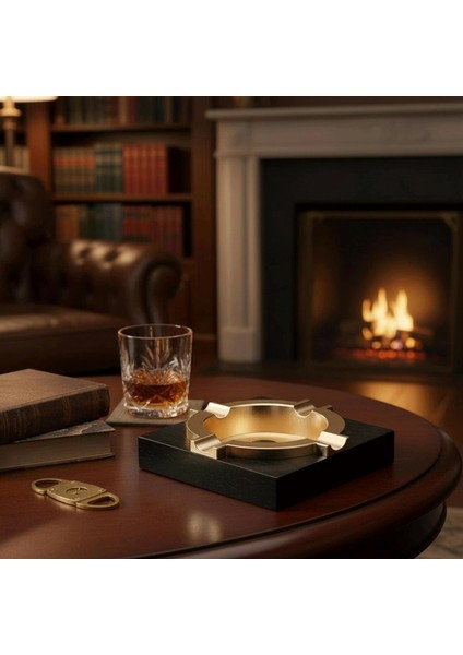 Cigarloong Ahşap Kare Puro Küllüğü Siyah Gold 4lü fiyatları