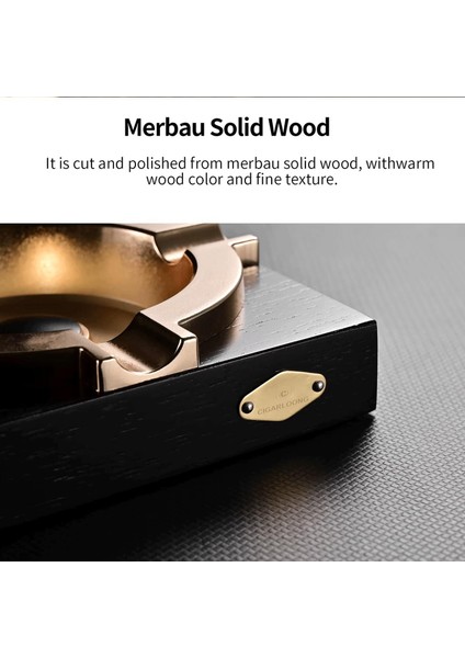 Cigarloong Ahşap Kare Puro Küllüğü Siyah Gold 4lü modelleri