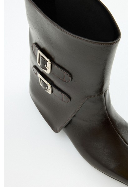 Bot 2528 - Çift Tokalı Tozluk Detaylı Acı Kahve Kadın Bot modelleri