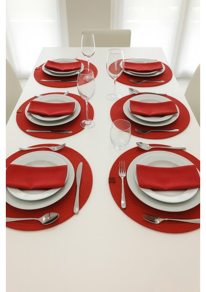 6'lı Jut Supla Amerikan Servis Takımı – %100 Pamuk, El Yapımı, Kaymaz Yuvarlak Tabak Altlığı fırsatları