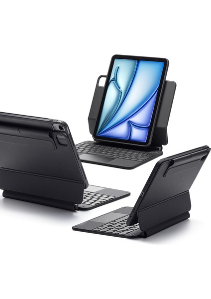 iPad Air 11 (M2/m3) Rebound 360 Manyetik Klavyeli Kılıf Siyah