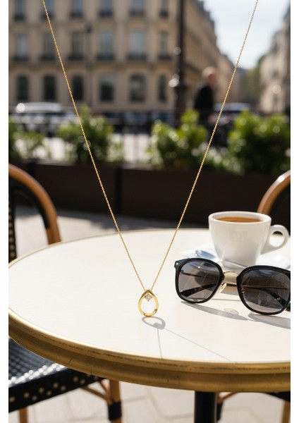 Damla Figürlü Zirkon Tektaşlı 14 Ayar Altın Kolye modelleri