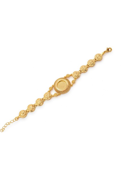 altın kaplama desenli çeyrek altınlı bileklik blk-1197