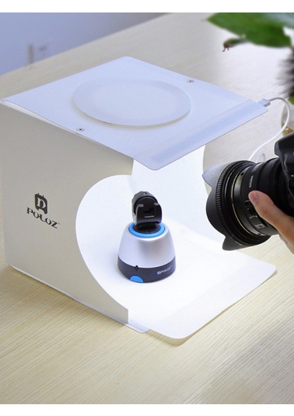 Puluz 2 Adet LED Şerit Işıklı 23X24CM 6 Fonlu Fotograf Ürün Çekim Çadırı Kutusu Light Box