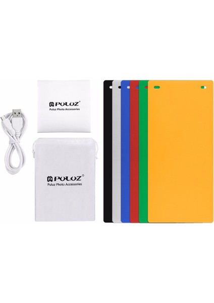 Puluz 2 Adet LED Şerit Işıklı 23X24CM 6 Fonlu Fotograf Ürün Çekim Çadırı Kutusu Light Box indirimleri