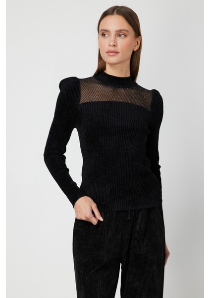 Transparan Detaylı Kadife Bluz 60415-26K fiyatları