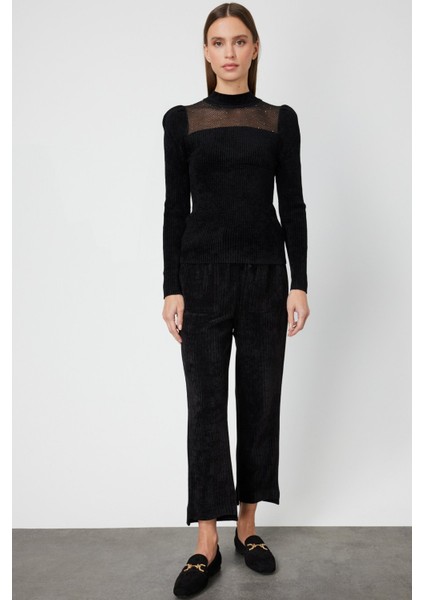 Transparan Detaylı Kadife Bluz 60415-26K modelleri