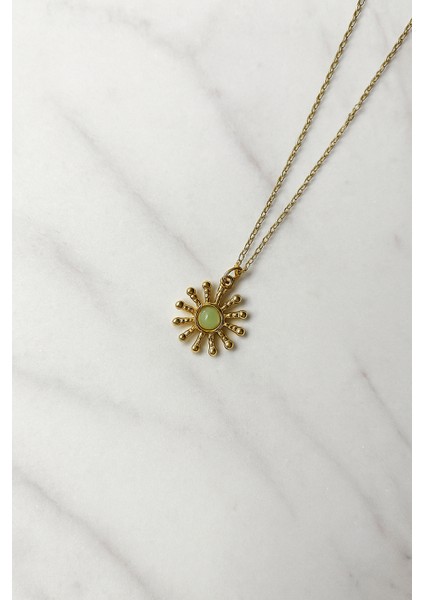 Taşlı Vintage Gold Güneş Kolye fiyatları