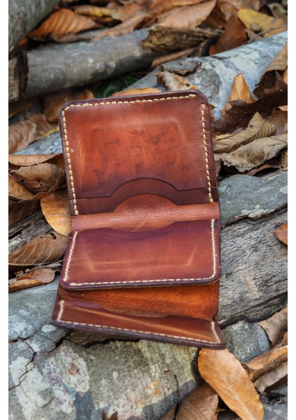 Deri Erkek Tri-Fold Cüzdan - Hakiki Dana Derisi - El Işçiliği fiyatları