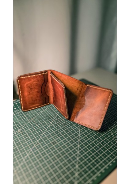Deri Erkek Tri-Fold Cüzdan - Hakiki Dana Derisi - El Işçiliği modelleri