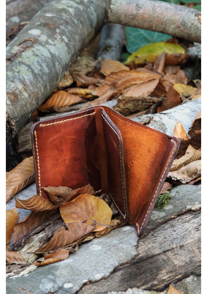 Deri Erkek Tri-Fold Cüzdan - Hakiki Dana Derisi - El Işçiliği fırsatları